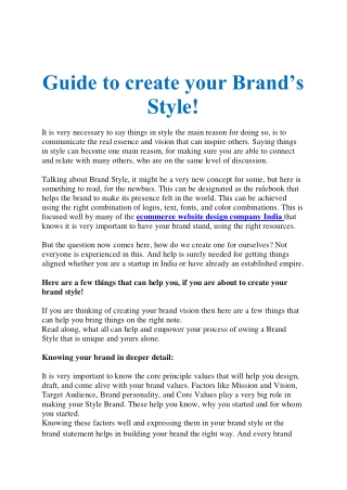 Guide to create your Brand’s Style!