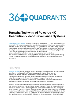 Hanwha Techwin: AI Powered 4K Resolution Video Surveillance Systems