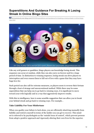 Superstitions And Guidance For Breaking A Losing Streak In Online Bingo Sites