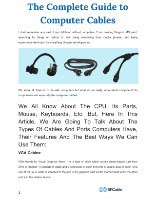 The Complete Guide to Computer Cables - SF Cable