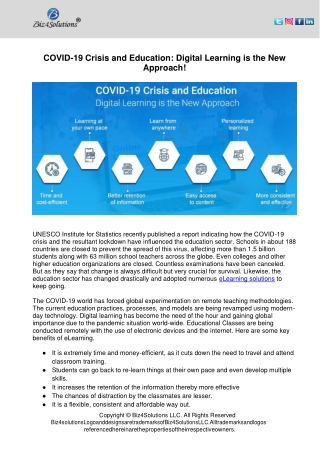 COVID-19 Crisis and Education: Digital Learning is the New Approach!