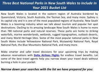 Three Best National Parks in New South Wales to Include In Your 2021 Bucket List