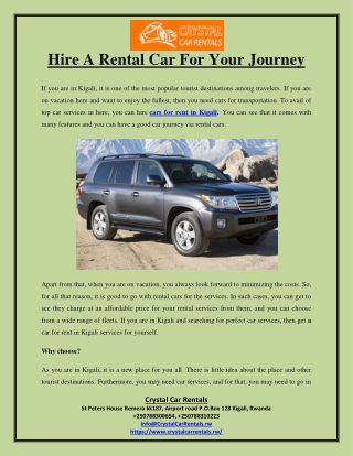 Hire A Rental Car For Your Journey