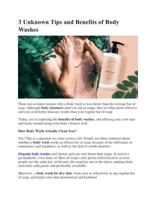 3 Unknown Tips And Benefits Of Body Washes
