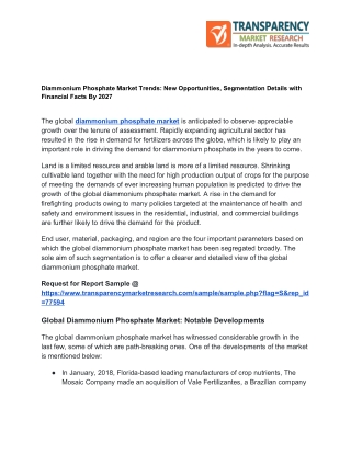 Diammonium Phosphate Market Trends, Business Status, Industry Outlook till 2027