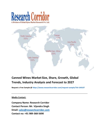 Canned Wines Market Size, Segmentation, Share, Forecast, Analysis, Industry Report to 2027