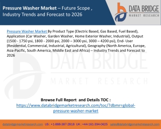 Pressure Washer Market – Future Scope , Industry Trends and Forecast to 2026