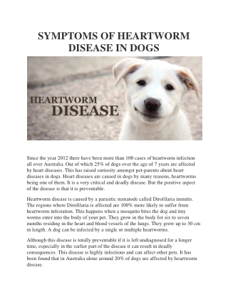 SYMPTOMS OF HEARTWORM DISEASE IN DOGS