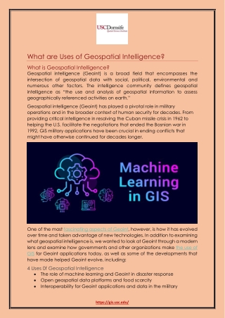 What are Uses of Geospatial Intelligence?