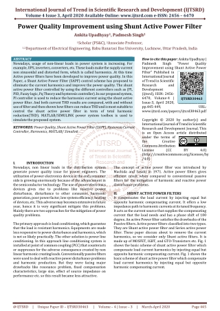 Power Quality Improvement using Shunt Active Power Filter