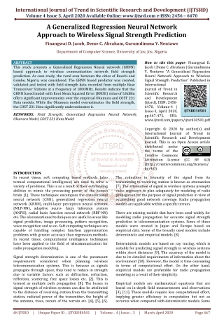 A Generalized Regression Neural Network Approach to Wireless Signal Strength Prediction