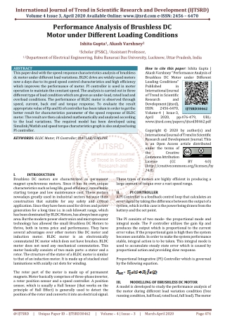 Performance Analysis of Brushless DC Motor under Different Loading Conditions