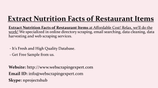 Extract Nutrition Facts of Restaurant Items