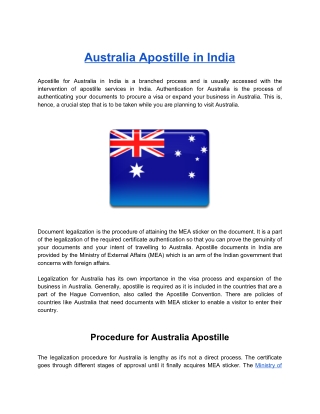 Australia Apostille in India