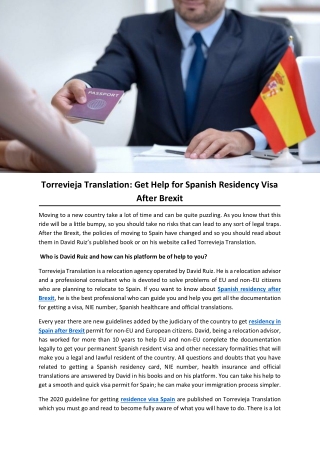 Torrevieja Translation: Get Help for Spanish Residency Visa After Brexit