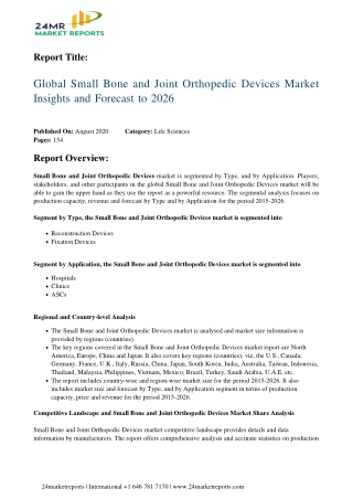 Small Bone and Joint Orthopedic Devices Market Insights and Forecast to 2026