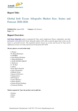 Soft Tissue Allografts Market Size, Status and Forecast 2020-2026