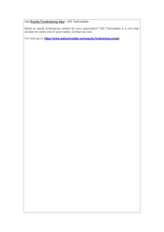 Get Equity Fundraising App - AIS Technolabs