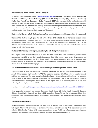 Wearable Display Market Size, Growth, Trend and Forecast to 2023 | MarketsandMarkets