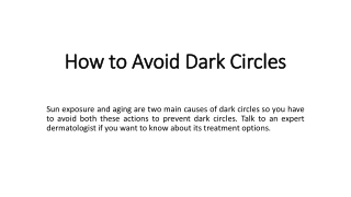 How to Avoid Dark Circles