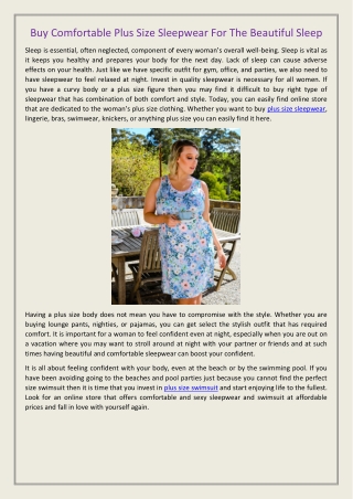 Buy Comfortable Plus Size Sleepwear For The Beautiful Sleep