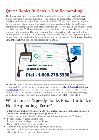 Quick-Books Outlook is Not Responding!