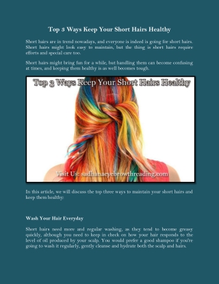 Top 3 Ways Keep Your Short Hairs Healthy