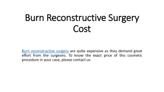 Burn Reconstructive Surgery Cost