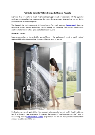 Points to Consider While Buying Bathroom Faucets