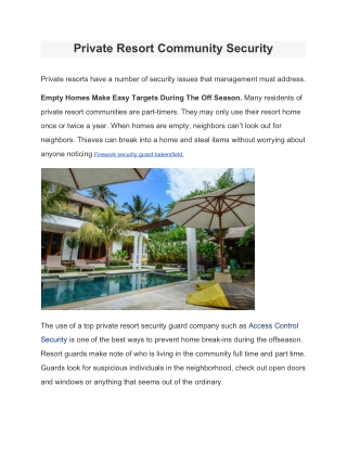 Private Resort Community Security