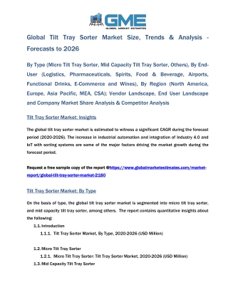 Global Tilt Tray Sorter Market Size, Trends & Analysis - Forecasts to 2026