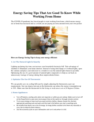 Energy Saving Tips That Are Good To Know While Working From Home