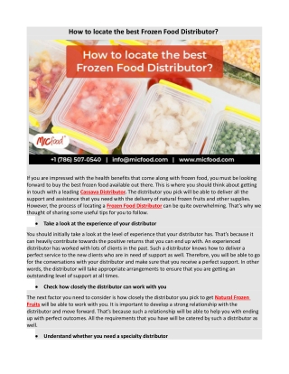 How to locate the best frozen food distributor?