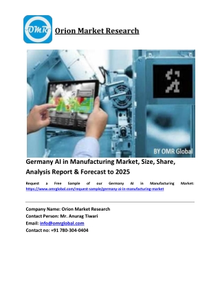 Germany AI in Manufacturing Market Size, Industry Trends, Share and Forecast 2019-2025