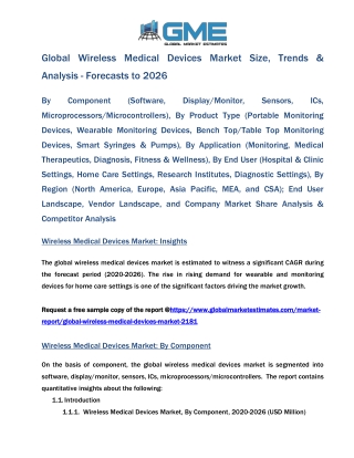 Global Wireless Medical Devices Market Size, Trends & Analysis - Forecasts to 2026