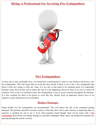 Hiring a Professional for Servicing Fire Extinguishers