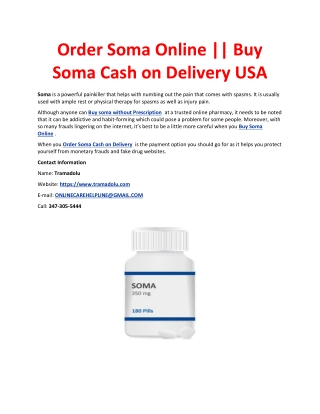 Order Soma Online |916♛587♛2469| Buy Soma Cash on Delivery USA