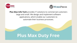Plus Max Duty Free – Sundaravasan CEO Plus Max – WordPress