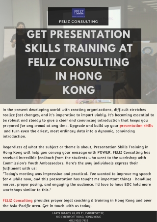 Get Presentation Skills Training at FELIZ Consulting in Hong Kong