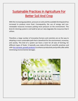 Sustainable Practices in Agriculture For Better Soil And Crop