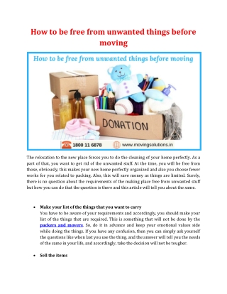 How to be free from unwanted things before moving