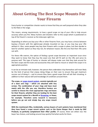 About Getting The Best Scope Mounts For Your Firearm