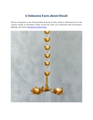 6 Unknown Facts about Diwali