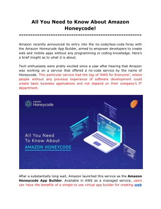 All You Need to Know About Amazon Honeycode!