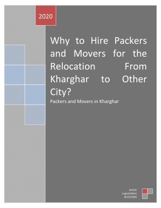 Why to Hire Packers and Movers for the Relocation From Kharghar to Other City?