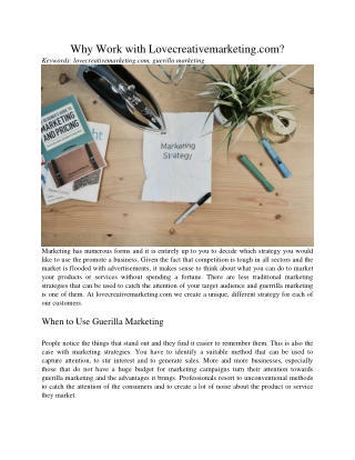 Why Work with Lovecreativemarketing.com?
