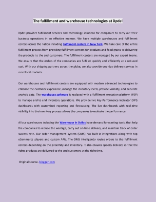 The fulfillment and warehouse technologies at Xpdel