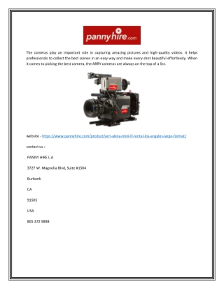 Alexa Mini LF rental Los Angeles | Pannyhire.com