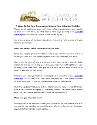 3 Ways To Get Your Groomswear Right At Your Gibraltar Wedding