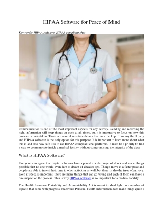 HIPAA Software for Peace of Mind